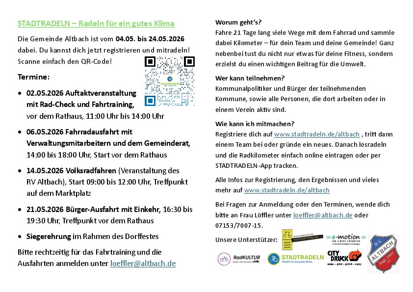 Einladungskarte STADTRADELN Vorderseite